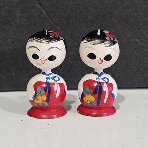 Vintage Korean Mini Kokeshi Dolls set of 2